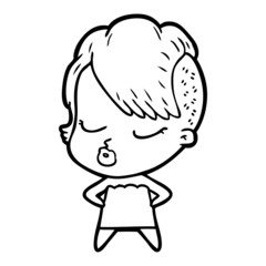 cartoon pretty hipster girl