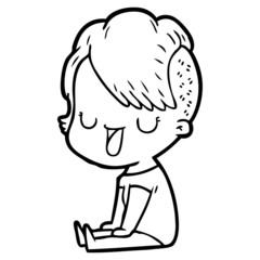 cute cartoon girl with hipster haircut