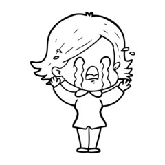 cartoon woman crying