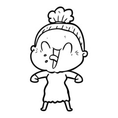 cartoon happy old woman