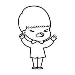 cartoon stressed man