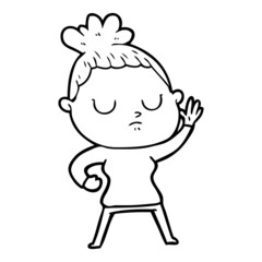 cartoon calm woman