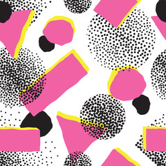Abstract seamless pattern with blots and dots. Geometric dotted background
