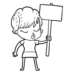 cartoon woman with eyes shut