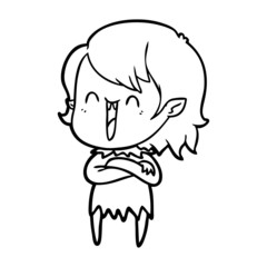 Obraz premium cute cartoon happy vampire girl
