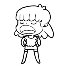 cartoon woman talking loudly