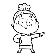 cartoon happy old woman