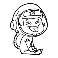 cartoon laughing astronaut