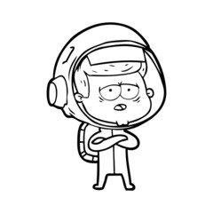 cartoon tired astronaut