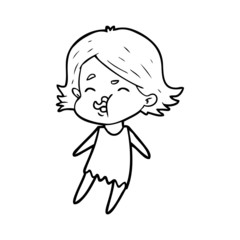 cartoon girl pulling face