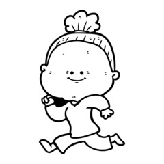 cartoon happy old woman