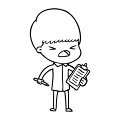 cartoon stressed man