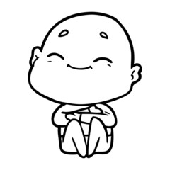 happy cartoon bald man