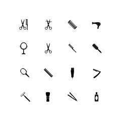 Barber beauty salon accessories. Flat set icon  illustration.