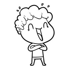 cartoon happy man laughing