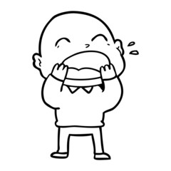 Obraz premium cartoon shouting bald man