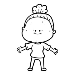 cartoon happy old woman