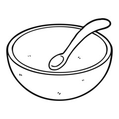 cartoon wooden bowl and spoon
