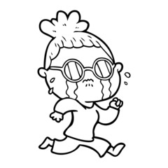 cartoon crying woman wearing spectacles