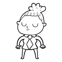 cartoon calm woman