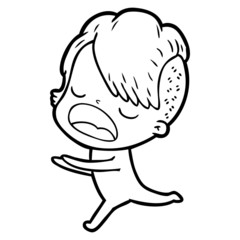 cartoon cool hipster girl talking