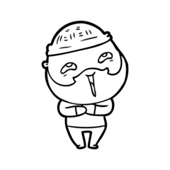 cartoon happy bearded man