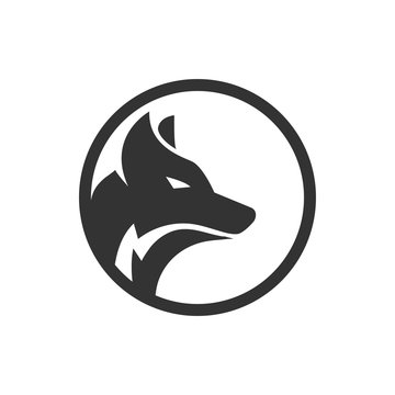 Circle wolf logo design concept