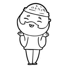 cartoon happy bearded man