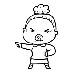 cartoon angry old woman