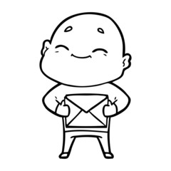 happy cartoon bald man