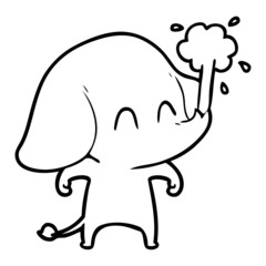cute cartoon elephant spouting water