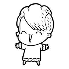 cartoon happy hipster girl