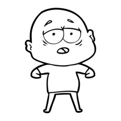 cartoon tired bald man
