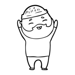 Obraz premium cartoon happy bearded man