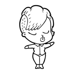 cartoon pretty hipster girl