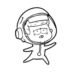 cartoon tired astronaut