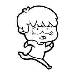 cartoon exhausted boy