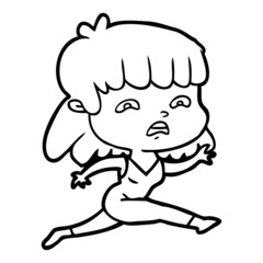 cartoon worried woman