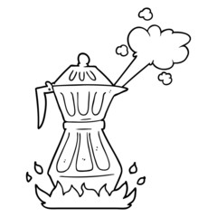cartoon steaming espresso pot