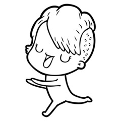 cute cartoon girl with hipster haircut