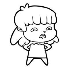 Obraz premium cartoon worried woman