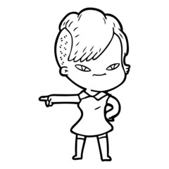 cute cartoon girl with hipster haircut