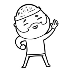 cartoon happy bearded man