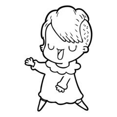 cute cartoon girl with hipster haircut