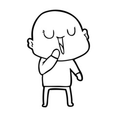happy cartoon bald man