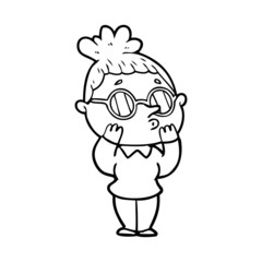 cartoon woman wearing glasses