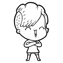 cartoon happy hipster girl