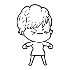 cartoon frustrated woman