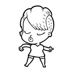 Obraz premium cartoon pretty hipster girl