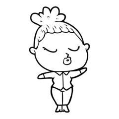 cartoon calm woman